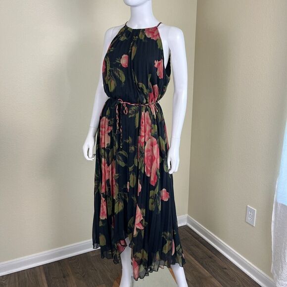 Anthropologie Women's Size M Emeline Pleated Maxi Dress Floral Halter Pullover - Picture 9 of 14
